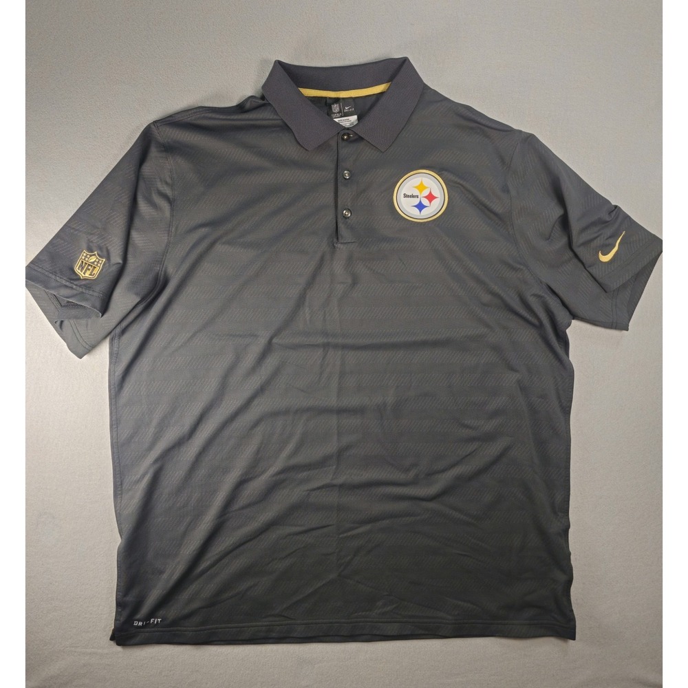 Nike Golf‎ Dri-FIT Pittsburgh Steelers Mobility Fade Polo XXL NFL On Field Gray